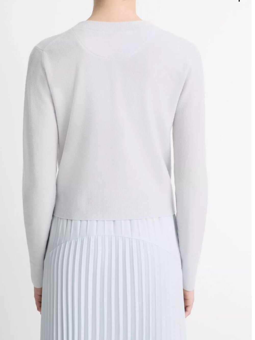 Vince Wool Cashmere Blend Tipped 1/2 Moon Cardigan Opal Grey XS - Picture 10 of 11